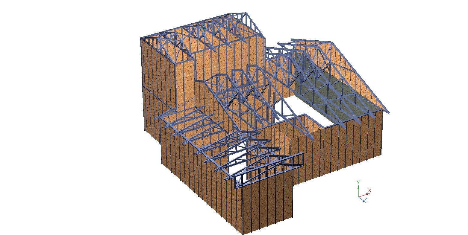 Modelo tridimensional de estructura de vivienda